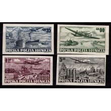 1952. Polen. Luftpot. Komplet sæt. Utakket. Postfrisk.